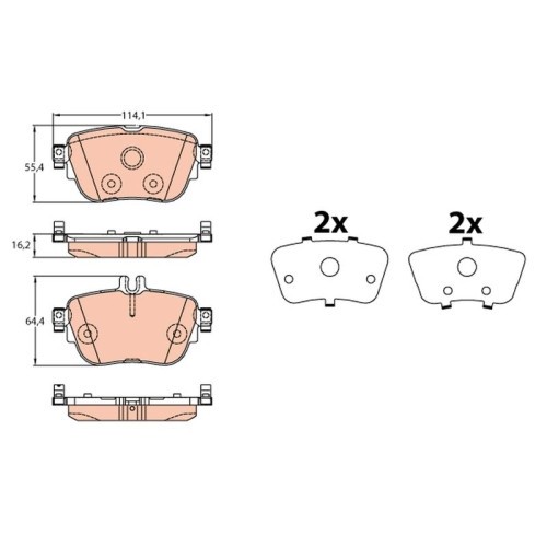 Set placute frana spate TRW, Mercedes CLS (C257), 2017-, Clasa E (W213, S213), 2016-, Clasa E Convertibil (A238/C238), 2017-, spate; puntea spate