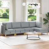 vidaXL Set de mobilier pentru living 5 pcs Gri deschis Țesătură 3413676