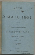 8A() - Vasile Kogalniceanu- 2 MAIU 1864-cu trei facsimile si trei stampe-- Acte