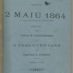8A() - Vasile Kogalniceanu- 2 MAIU 1864-cu trei facsimile si trei stampe-- Acte