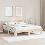 vidaXL Cadru de pat cu headboard Maro 200 x 200 cm Lemn de brad solid