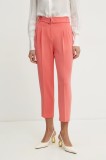 BOSS pantaloni femei, culoarea roz, drept, high waist