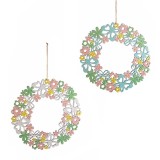 Cumpara ieftin Set 2 Coronite lemn decor flori 30 cm
