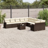 vidaXL Set canapele de grădină cu perne, 11 piese, maro, poliratan 3253060