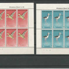 Noua Zeelanda 1959, fauna, pasari, blocuri de 6, Mi. 386/387 MNH