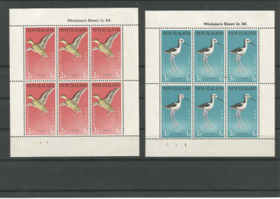 Noua Zeelanda 1959, fauna, pasari, blocuri de 6, Mi. 386/387 MNH foto