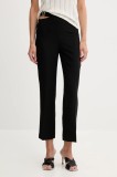 Sisley pantaloni culoarea negru, fason tigareta, high waist, 41H1LF06Z