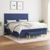 VidaXL Pat box spring cu saltea, albastru, 180x200 cm, material textil