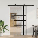VidaXL Ușă glisantă cu set de feronerie neagră 90x205 cm Sticlă ESG