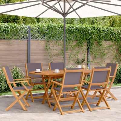 vidaXL Set mobilier de grădină 7 piese textil antracit/lemn masiv 3281713 foto