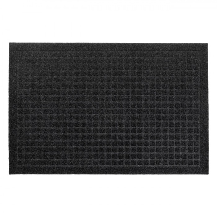 Covor Ușa, Model Reliefat, Gri Negru, 60x40cm, Cauciuc Mocheta