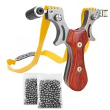 Prastie cu laser IdeallStore&reg;, Sling Queen, metalic, 11.5 cm, cu boloboc, maner lemn, maro, 200 bile 7 mm incluse