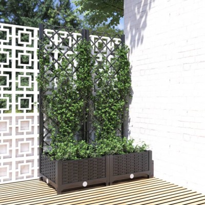 vidaXL Jardinieră de grădină cu spalier, neagră, 80x40x121,5 cm, PP 318270 foto