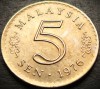 Moneda exotica 5 SEN - MALAEZIA, anul 1976 * cod 3852 = excelenta, Asia
