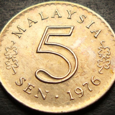 Moneda exotica 5 SEN - MALAEZIA, anul 1976 * cod 3852 = excelenta