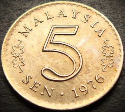 Moneda exotica 5 SEN - MALAEZIA, anul 1976 * cod 3852 = excelenta foto