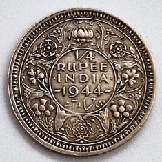 moneda argint INDIA BRITANICA 1/4 rupee 1944 _ km # 547