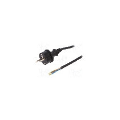 Cablu alimentare AC, 2m, 3 fire, culoare negru, cabluri, CEE 7/7 (E/F) mufa, SCHUKO mufa, PLASTROL - W-98372