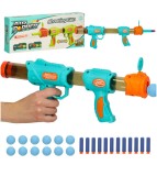Pistol cu ​​bile si gloante din spuma, cu tinta, 2 in 1, albastru