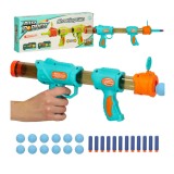 Pistol cu ​​bile si gloante din spuma, cu tinta, 2 in 1, albastru
