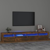 VidaXL Comodă TV cu lumini LED, stejar fumuriu, 240x35x40cm