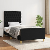 VidaXL Cadru de pat cu tăblie, negru, 100x200 cm, textil