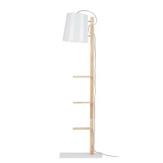 Lampadar Cambridge, metal/lemn, alb/natur, 38 x 25,5 x 168 cm