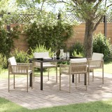 vidaXL Set de Dining Grădină cu Perne Bej Răchită Polimer