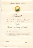 QW13 14 - 1960 - brevet - Ordinul Meritul militar - clasa a III - a - RPR