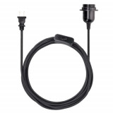 Cablu adaptor 6m cu priza E26 si intrerupator, Kwmobile, Negru, PVC, 52514.111.01