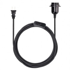 Cablu adaptor 6m cu priza E26 si intrerupator, Kwmobile, Negru, PVC, 52514.111.01 foto