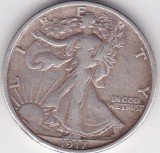 SUA 1/2 Half Dollar Walking Liberty 1917 Argint - Moneda America