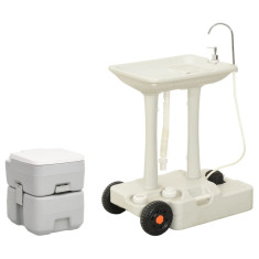 Set portabil cu toaleta si lavoar pentru camping GartenMobel Dekor