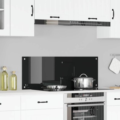 vidaXL Contrablat bucătărie negru 110x40x0.6 cm sticlă securizată foto