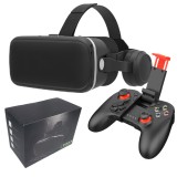 Ochelari VR 3D &reg;Ellitiq cu casti stereo si controller Bluetooth inclus, compatibili Android si iOS 4.7&ndash;6.6 inch, lentile HD reglabile, unghi vizual 12