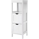 Dulap Baie Alb VASAGLE, MDF, 30x30x89cm, 1 Raft, 2 Sertare, Mobilier Baie, Corp Baie, Depozitare, Organizare
