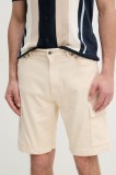 Pepe Jeans pantaloni scurti GYMDIGO FIVE POCKETS CARGO SHORT barbati, culoarea bej, PM801177