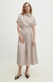 Answear Lab rochie culoarea bej, midi, evazată