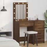 VidaXL Masa de toaletă cu lumini LED, stejar maro, 50x41x135 cm