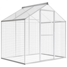 vidaXL Coteț păsări pentru exterior, aluminiu, 178 x 122 x 194 cm foto