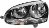 Far VW Golf 5 10.2003-05.2009 Jetta 05.2004-09.2010 Hella partea Dreapta cu bec H7+H7 fumuriu cu reflector negru pentru modele GTI GTD