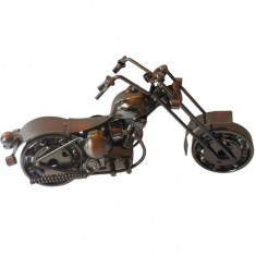Motocicleta decorativa, Din metal, Negru, 20 cm, 356MD