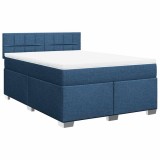 Cumpara ieftin Pat box spring cu saltea, albastru, 140x200 cm, textil