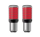 Set 2 becuri auto led BAY15D 1157 P21 5W, 144LED SMD, lumina rosie cu 2 faze, pozitie si stop pe frana, BZRSH, IPF