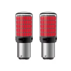 Set 2 becuri auto led BAY15D 1157 P21 5W, 144LED SMD, lumina rosie cu 2 faze, pozitie si stop pe frana, BZRSH