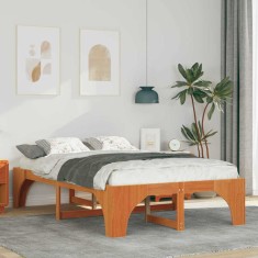 vidaXL Cadru de pat de podea Maro 140 x 190 cm Lemn masiv de pin 872994 foto