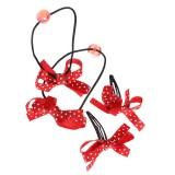 Set 4 accesorii de par rosii cu buline