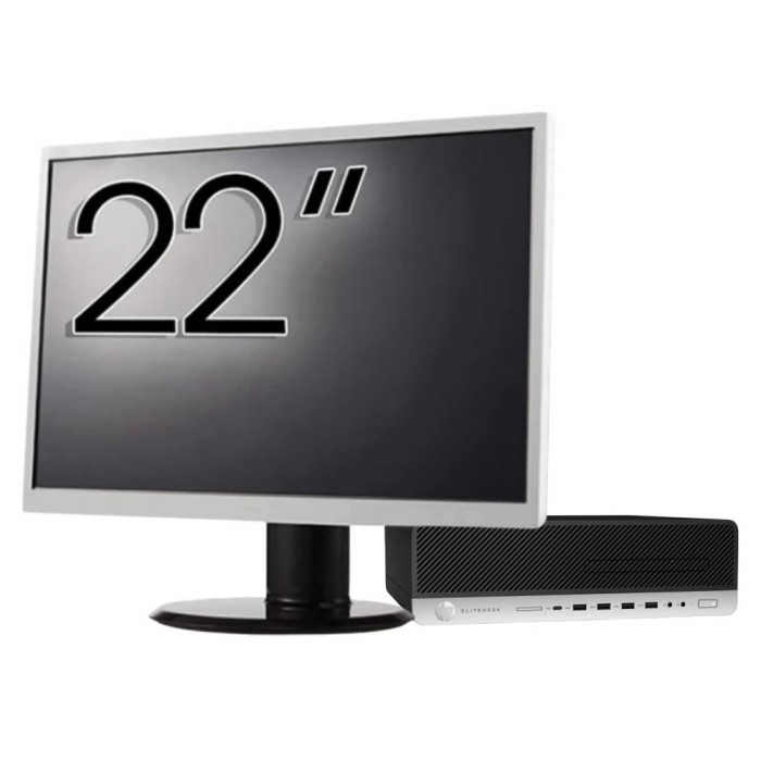 Pachet Calculator Second Hand HP ProDesk 800 G3 SFF, Intel Core i5-7500 3.40 - 3.80GHz, 16GB DDR4, 500GB SSD + 1TB HDD, DVD-ROM + Monitor 22&amp;quot; New