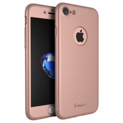Husa IPAKY (fata + spate + geam sticla) IPAKY pt Apple iPhone 7 Plus, rose gold foto