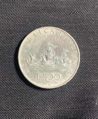 Moneda argint Italian 500 lire 1959 foto